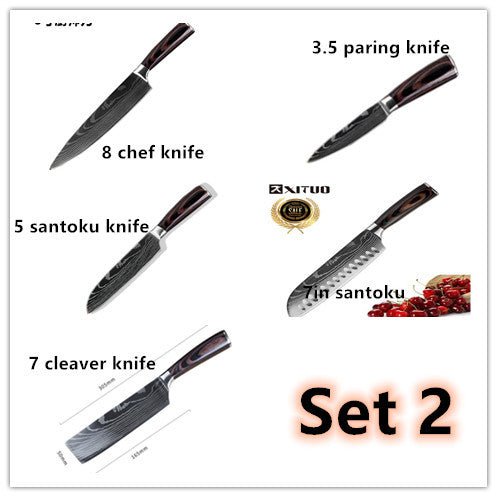 6 - Pc/8 - Pc Kitchen Knife Set – Chef & Cooking Tools - AmiraMart