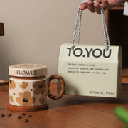 Retro Cup Flowers Portable Box