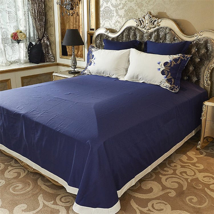 60's Satin Embroidered Flower Four - piece Cotton Quilt Cover - AmiraMart