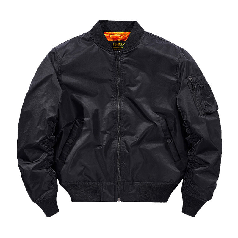 Black bomber jacket on a white background