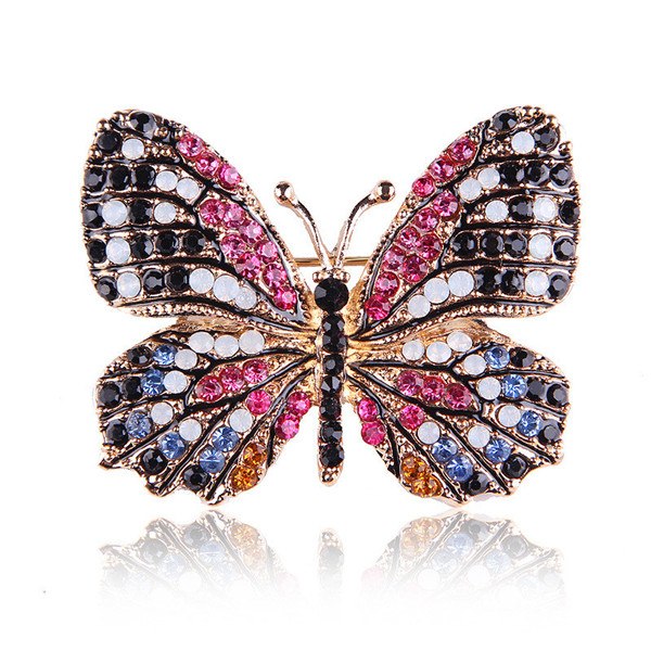 Elegant Rhinestone Butterfly Brooch Pin for Women's Wedding Dress - AmiraMart