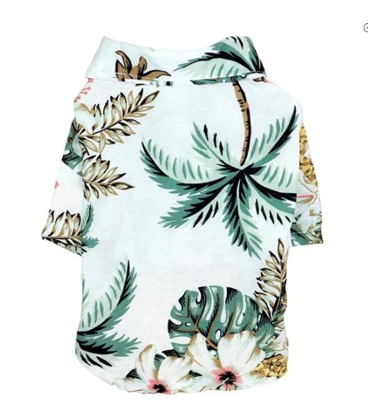 Hoodie with tropical leaf pattern on a white background