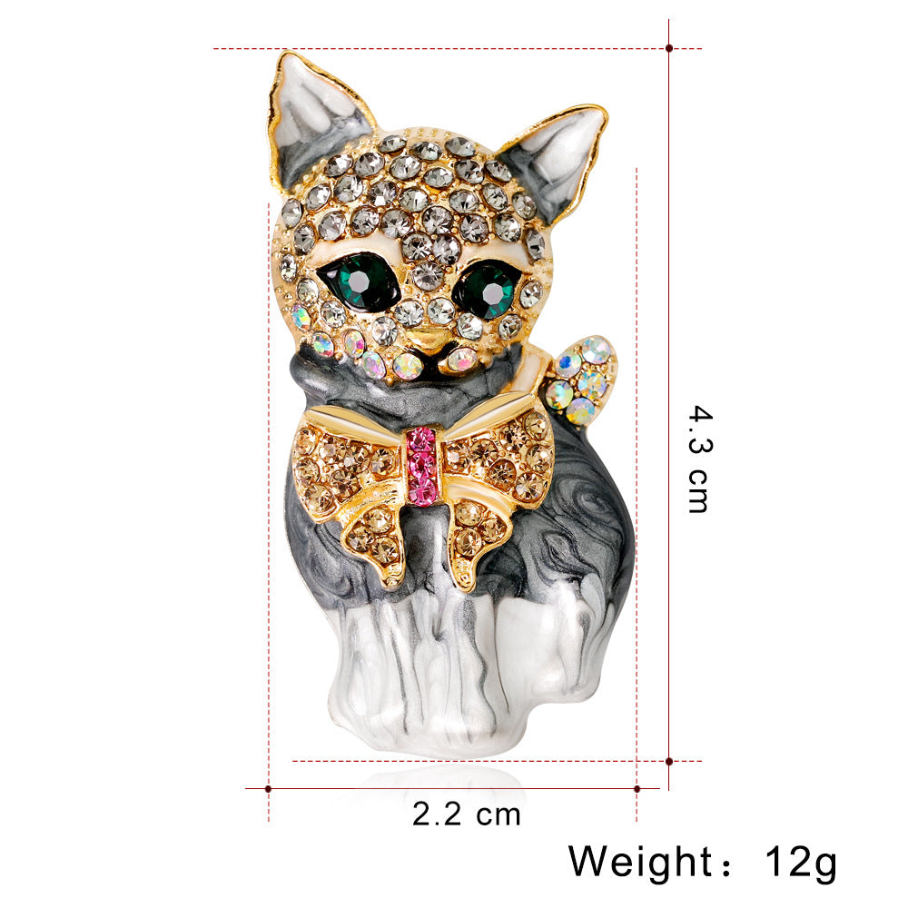 Fashion Personality Cute Green Eyed Kitten Brooch - AmiraMart