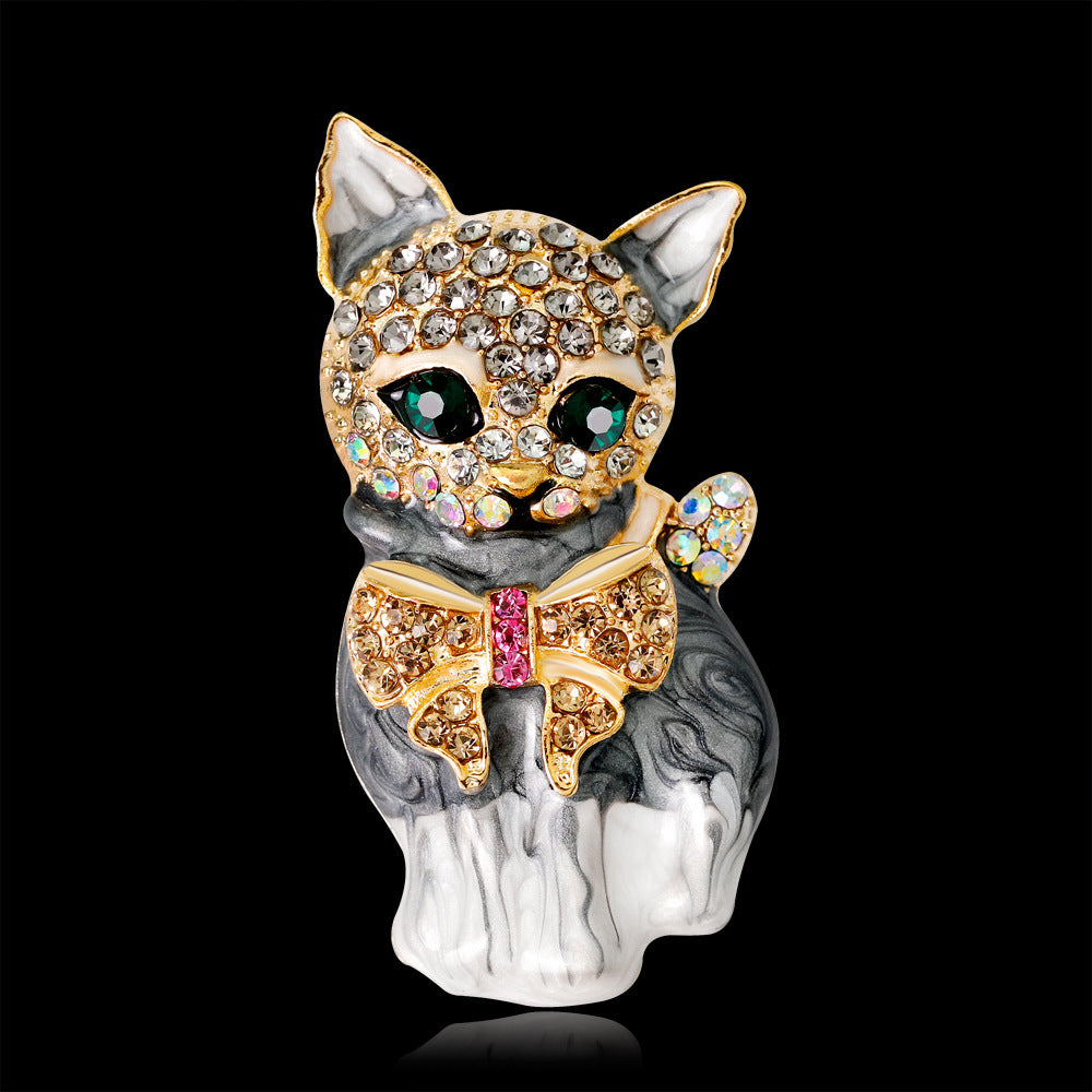 Fashion Personality Cute Green Eyed Kitten Brooch - AmiraMart