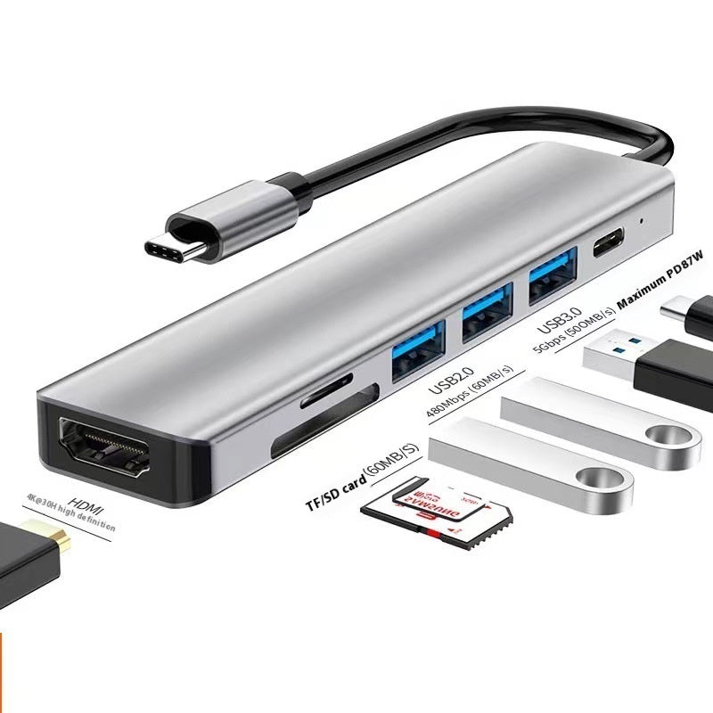 7 - in - 1 Type - C Dock – HDMI, USB 3.0 & Multi - Function Hub - AmiraMart