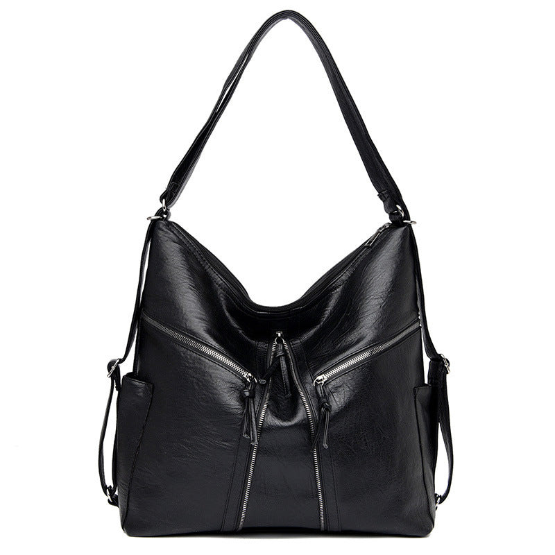 Soft Leather Versatile Leisure Shoulder Bag Multifunctional Backpack - AmiraMart