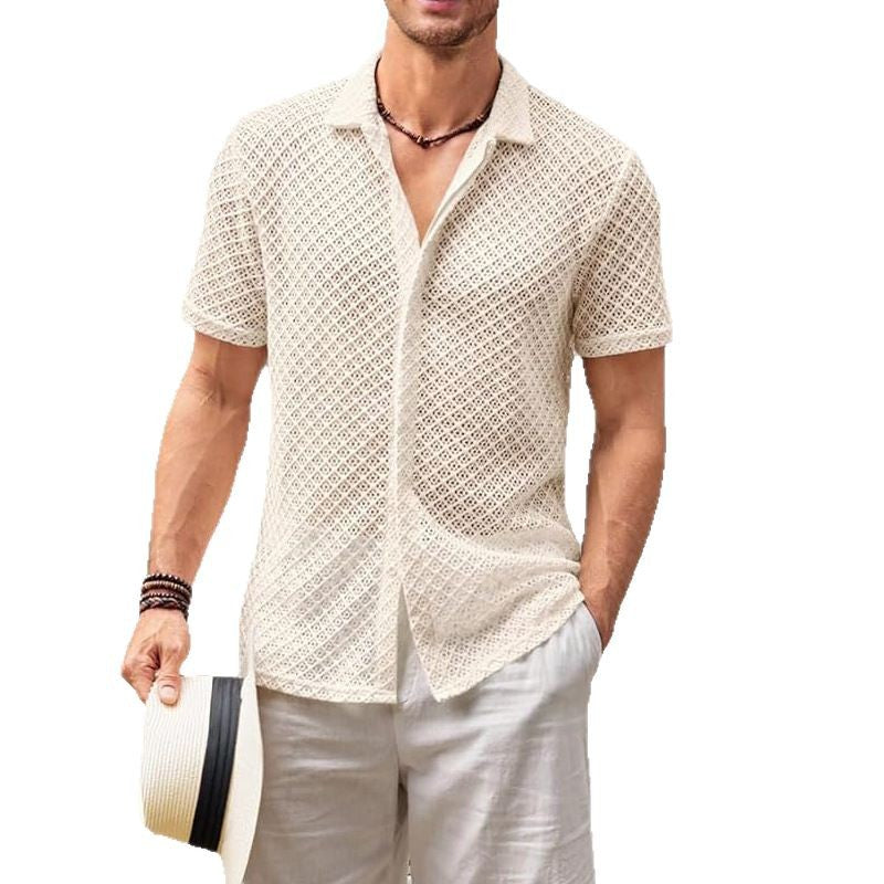 Summer Mesh Short Sleeve Shirt - AmiraMart