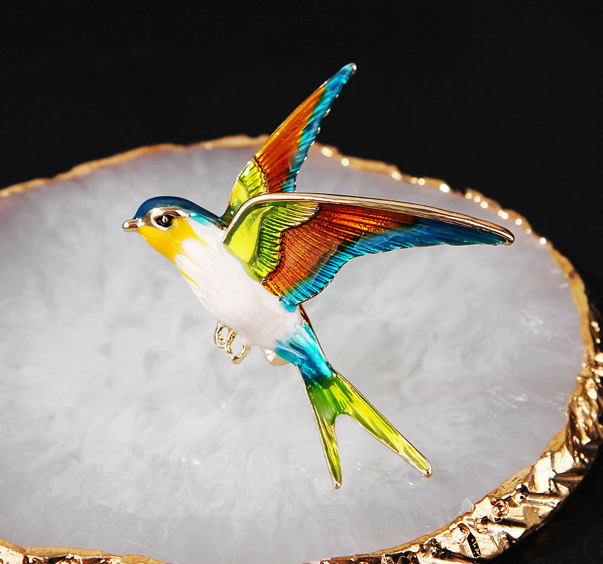 Alloy Diamond Color Swallow Brooch - AmiraMart