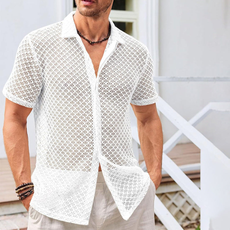 Summer Mesh Short Sleeve Shirt - AmiraMart