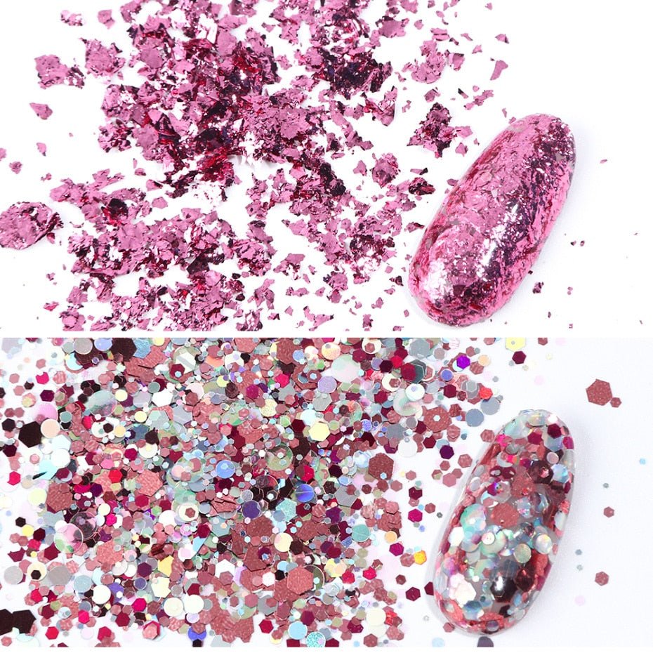 8 Box Mix Glitter Nail Art Powder Flakes Set - AmiraMart