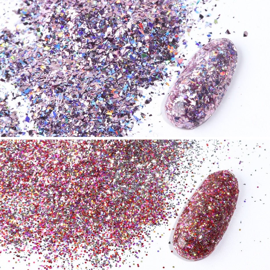 8 Box Mix Glitter Nail Art Powder Flakes Set - AmiraMart