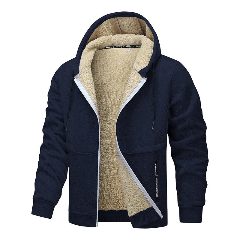 Thick Sherpa Lined Hooded Zipper Jacket - AmiraMart