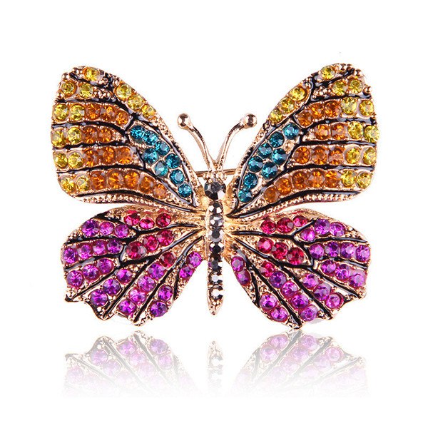 Elegant Rhinestone Butterfly Brooch Pin for Women's Wedding Dress - AmiraMart