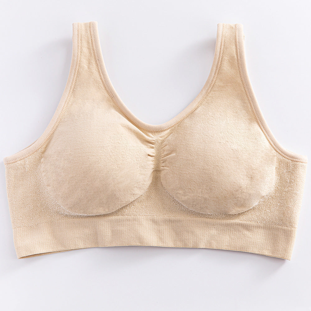 Beige bra on a white background