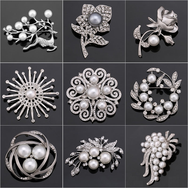 Sparkling Pearl Brooch Pin Accessory - AmiraMart