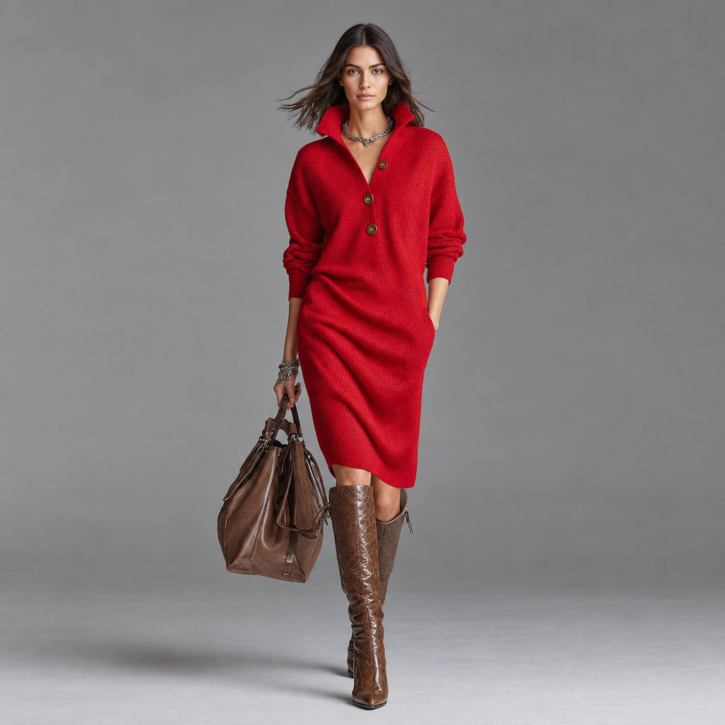 Cozy Knit Sweater Dress for Women - AmiraMart