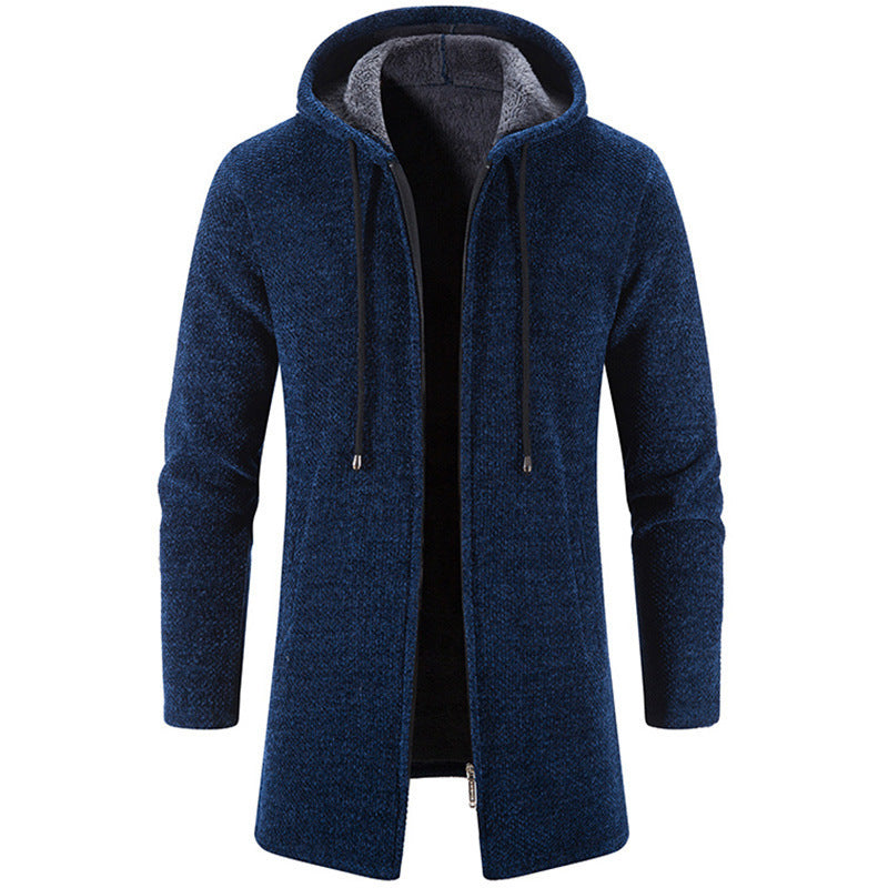 Blue hooded jacket on a white background