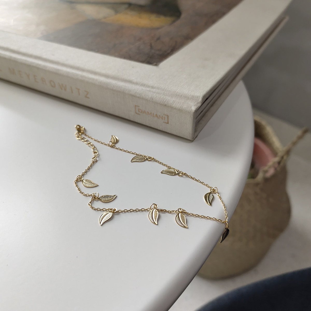 925 silver leaf leaf anklet - AmiraMart