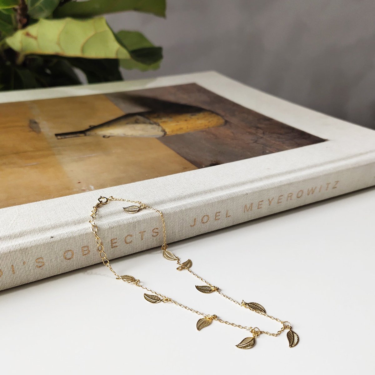 925 silver leaf leaf anklet - AmiraMart