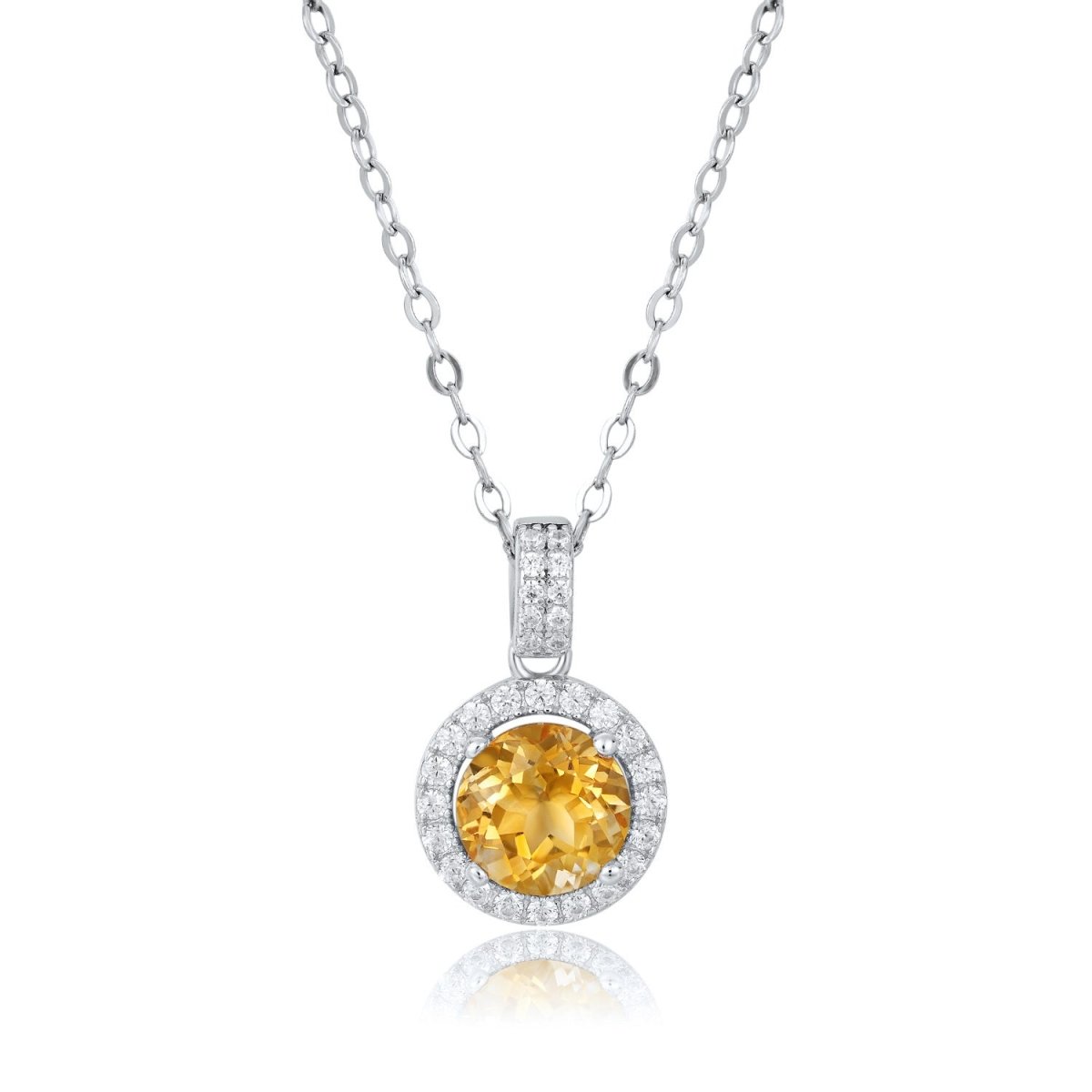 925 Silver With Natural Yellow Crystal Necklace - AmiraMart