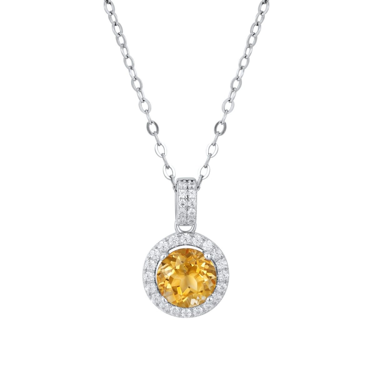 925 Silver With Natural Yellow Crystal Necklace - AmiraMart
