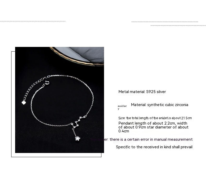 925 Sterling Silver Big Dipper Anklet - AmiraMart