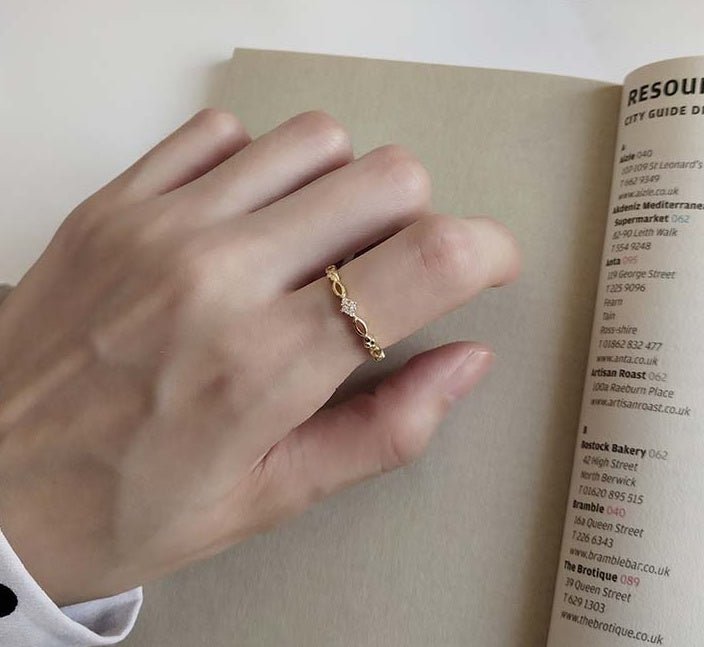 925 sterling silver gold plated ring - AmiraMart