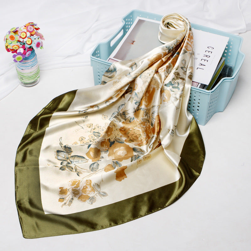 High - end Versatile Retro Printed Artificial Silk Scarf - AmiraMart