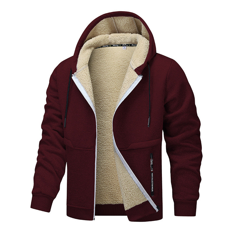 Thick Sherpa Lined Hooded Zipper Jacket - AmiraMart