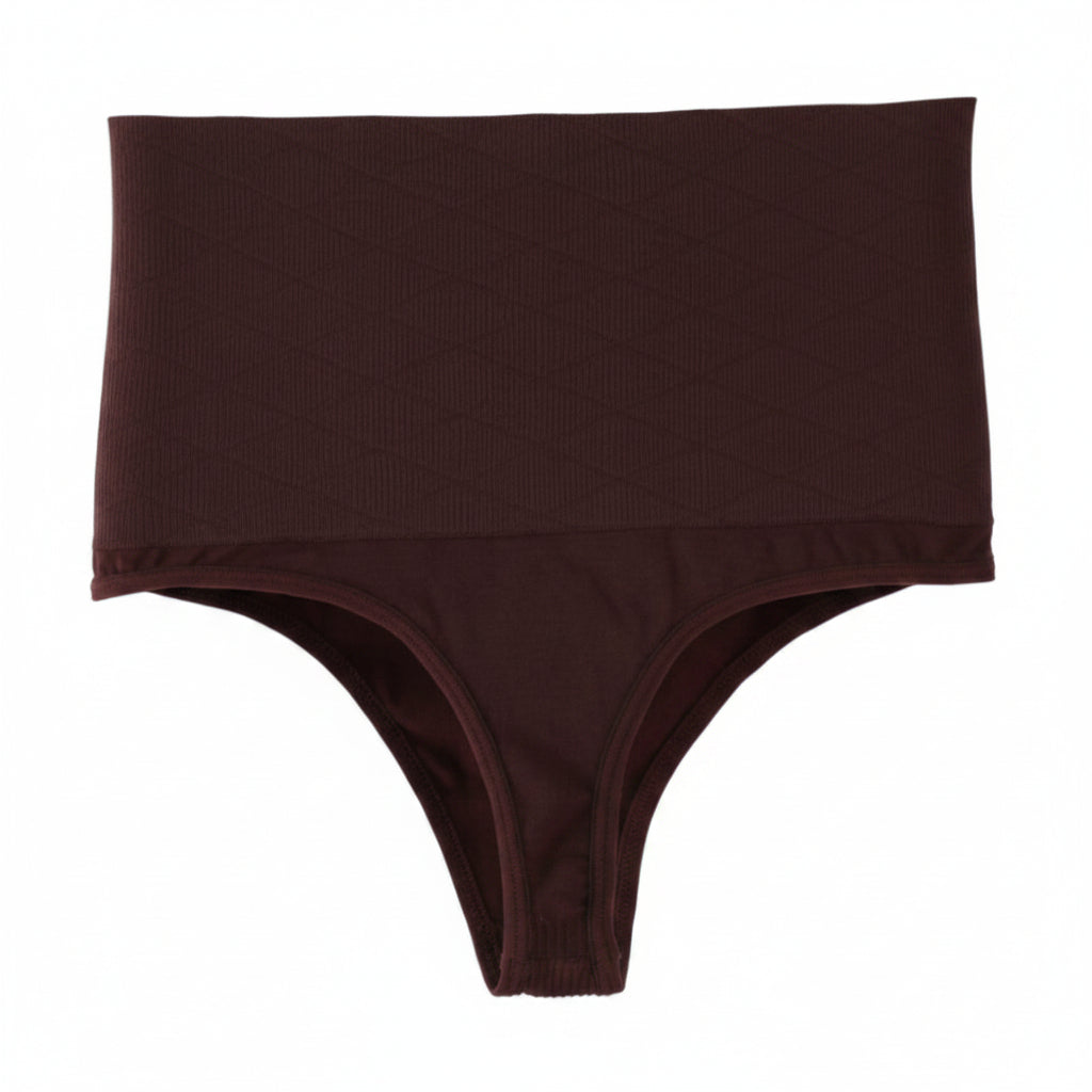 Brown high-waisted underwear on a white background