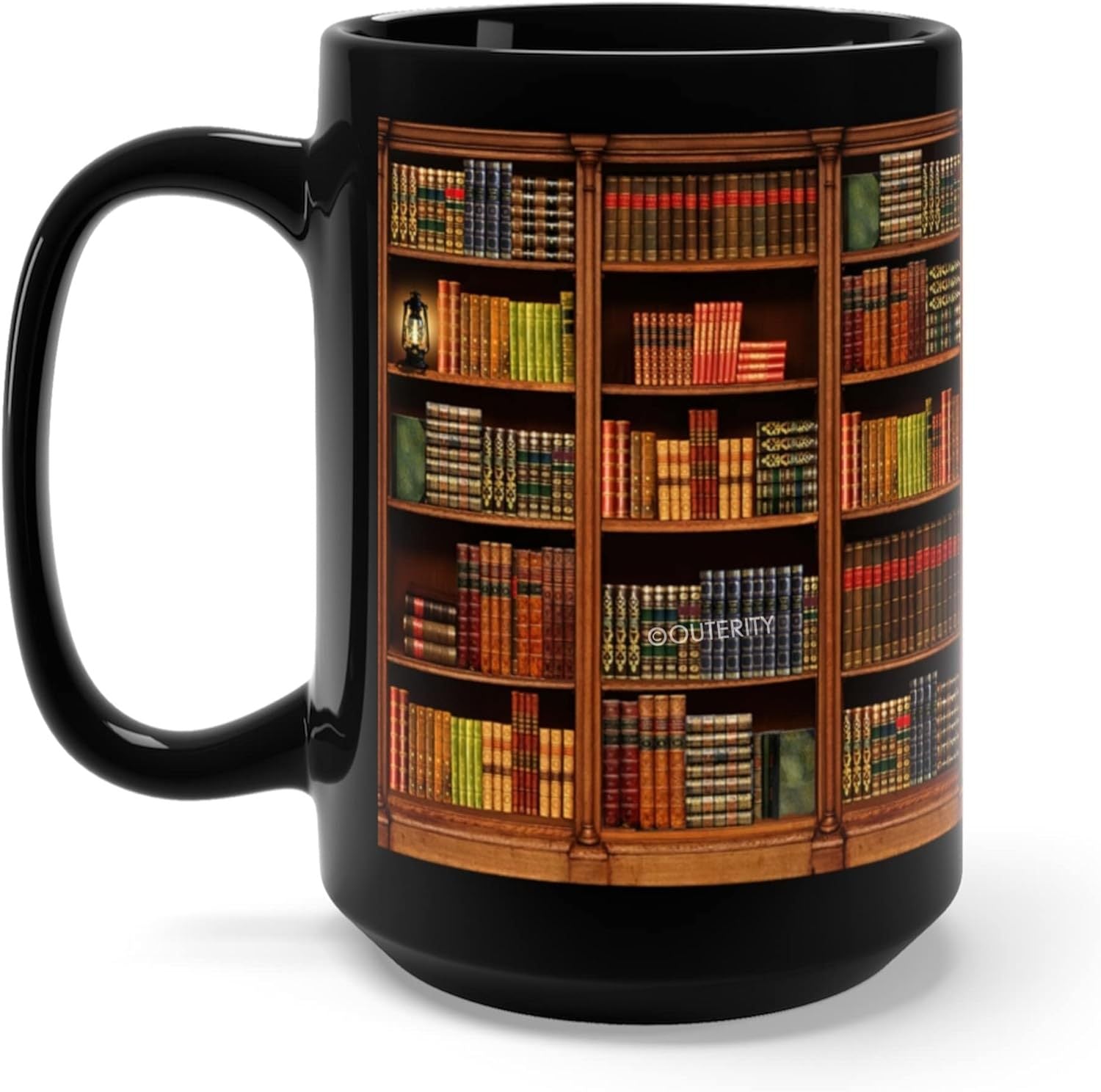 Bookshelf Library Book Fan Large Capacity Ceramic Coffee Mug - AmiraMart