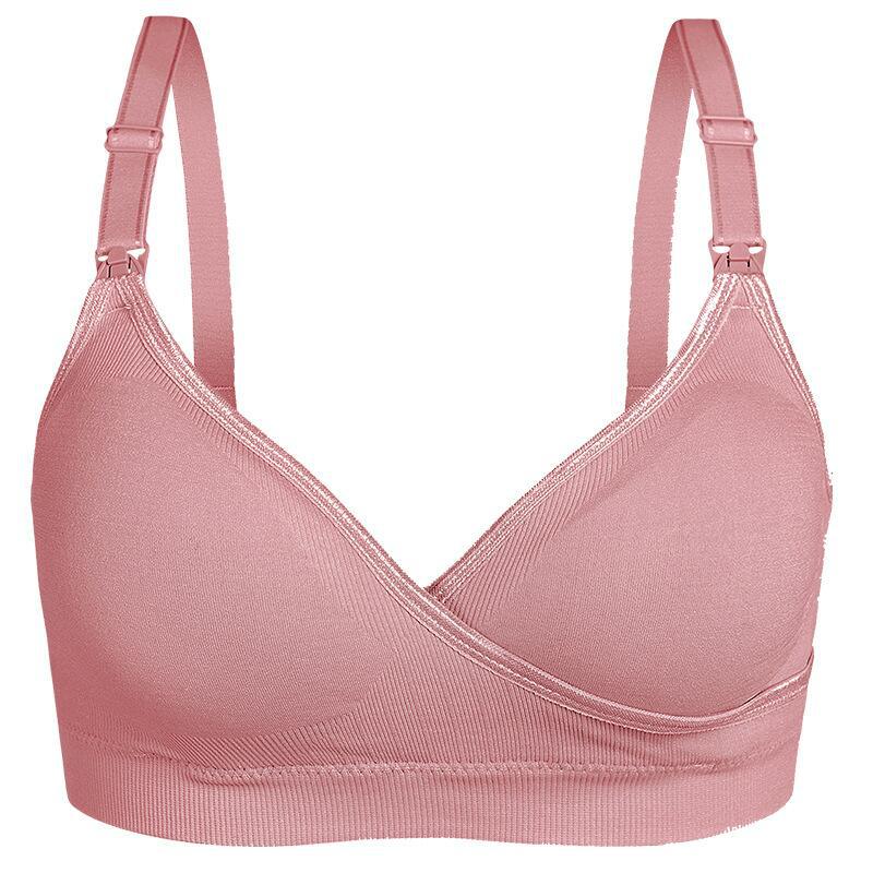 Pink bra on a white background