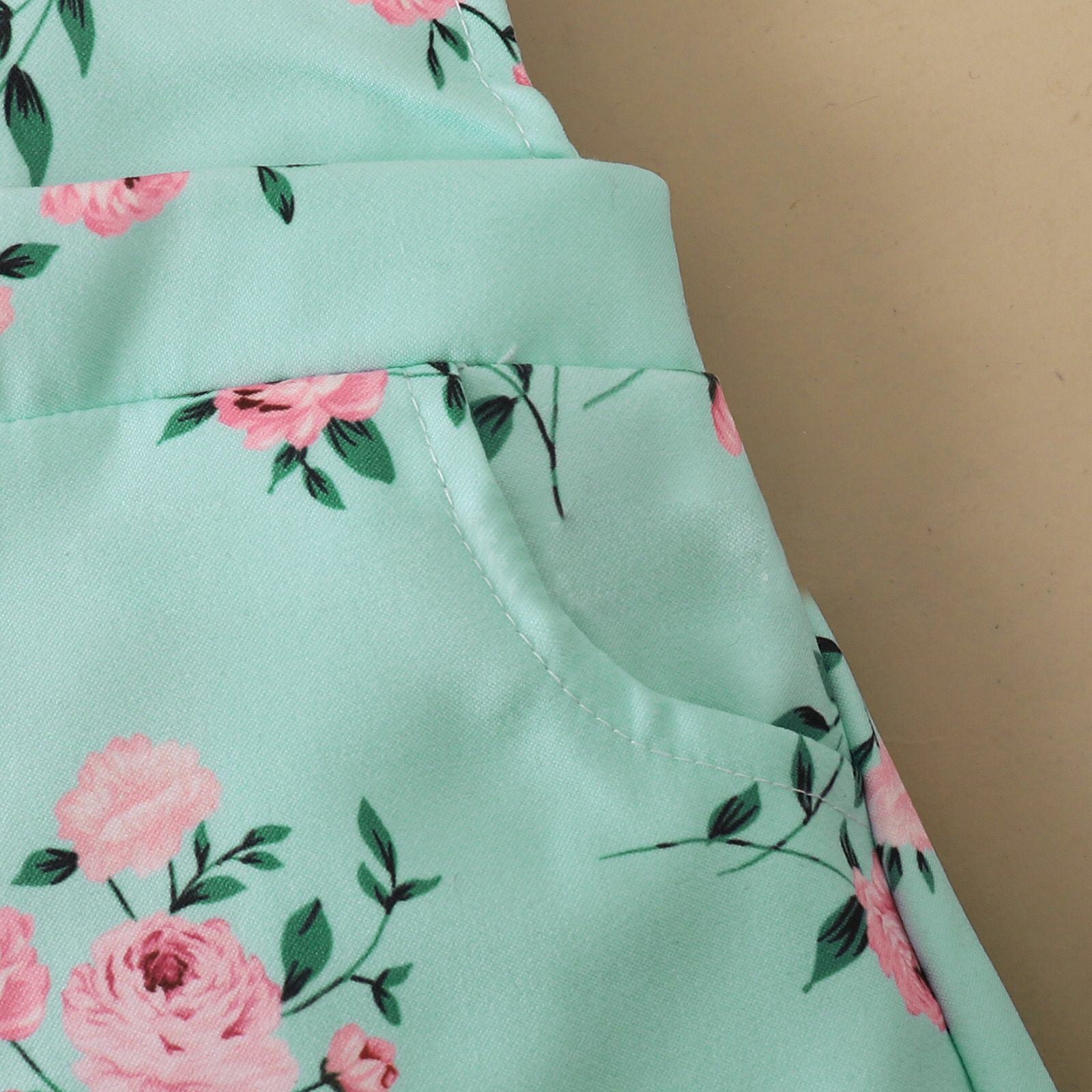 Floral Suspender Pants Suit with Short-Sleeve T-shirt - AmiraMart
