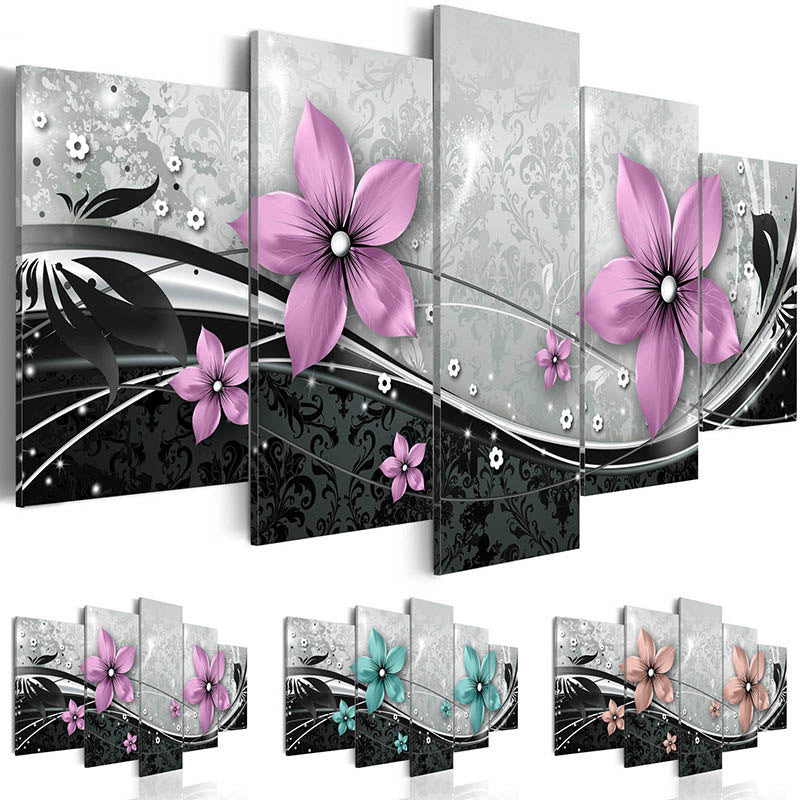 Abstract Gorgeous Flower 5 Piece Canvas - AmiraMart