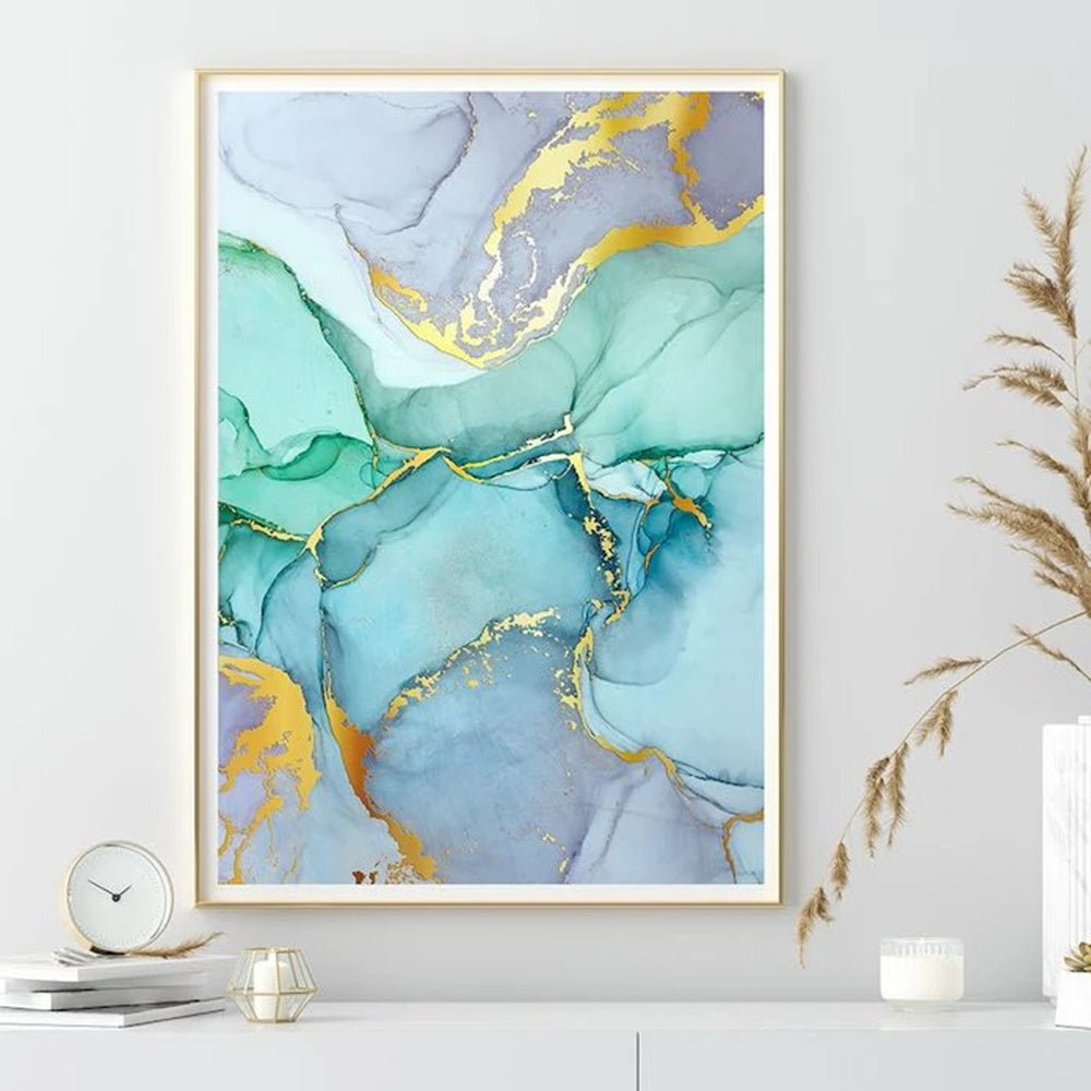 Abstract Green Gold Foil Canvas - AmiraMart