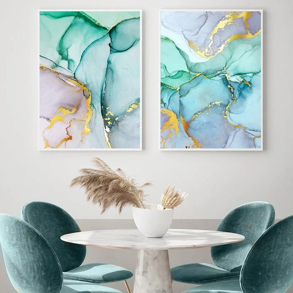 Abstract Green Gold Foil Canvas - AmiraMart
