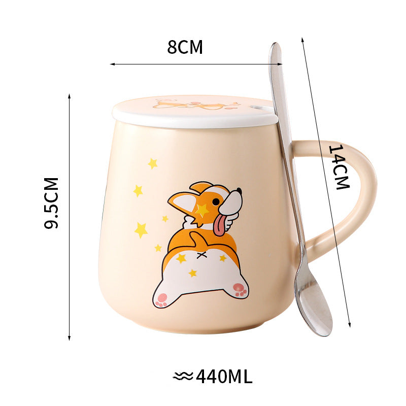 Cartoon Cute Corgi Ceramic Mug Large Capacity - AmiraMart