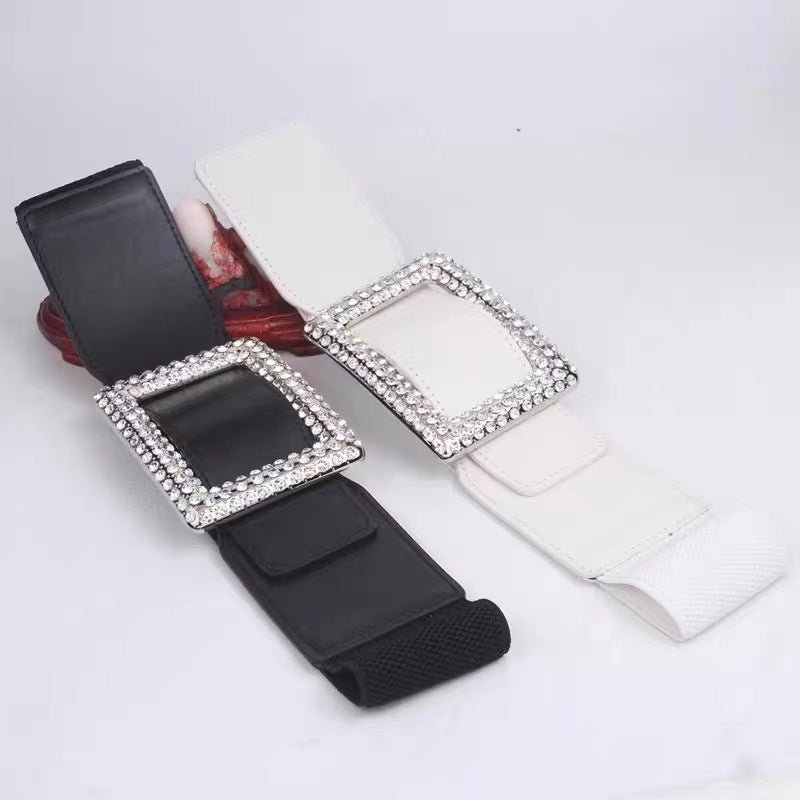 All - match Square Buckle Wide Belt - AmiraMart