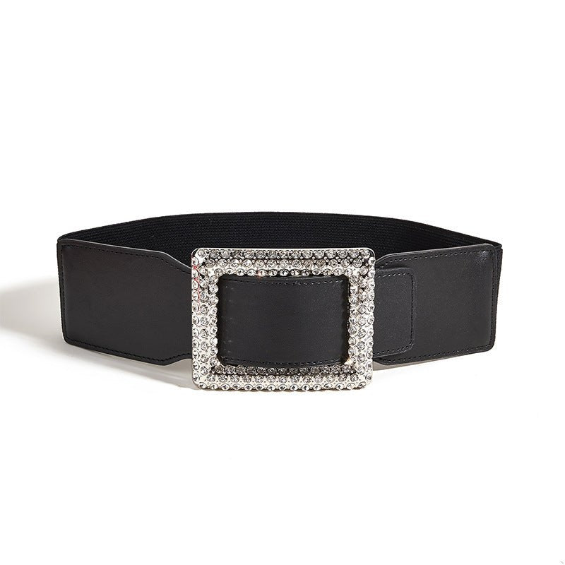 All - match Square Buckle Wide Belt - AmiraMart