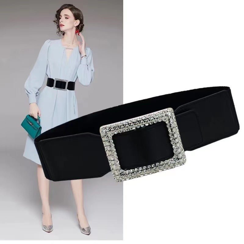 All - match Square Buckle Wide Belt - AmiraMart