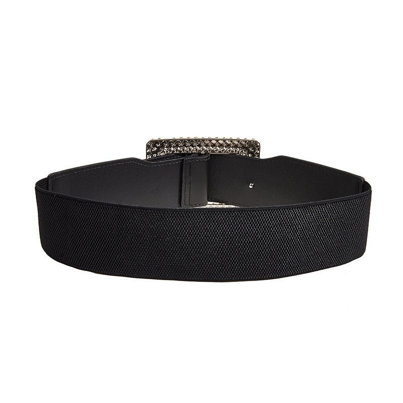 All - match Square Buckle Wide Belt - AmiraMart