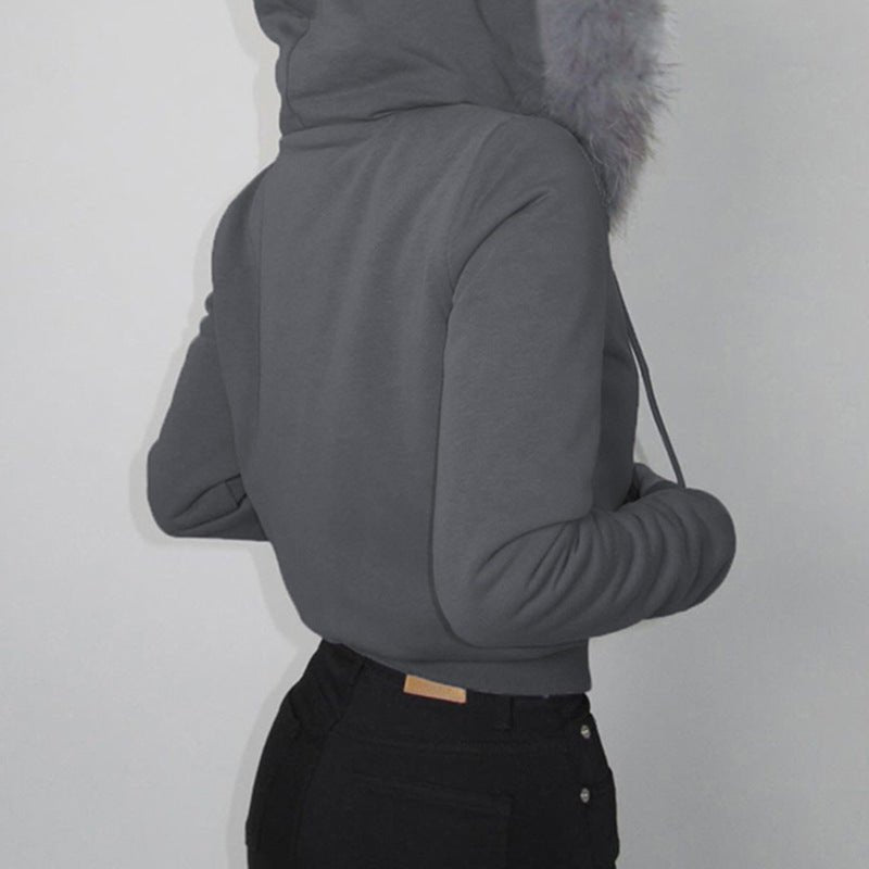 American Retro Small Letter Embroidery Fleece Padded Coat - AmiraMart