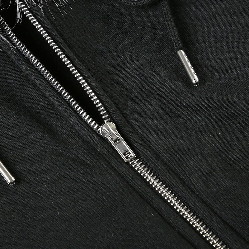 American Retro Small Letter Embroidery Fleece Padded Coat - AmiraMart