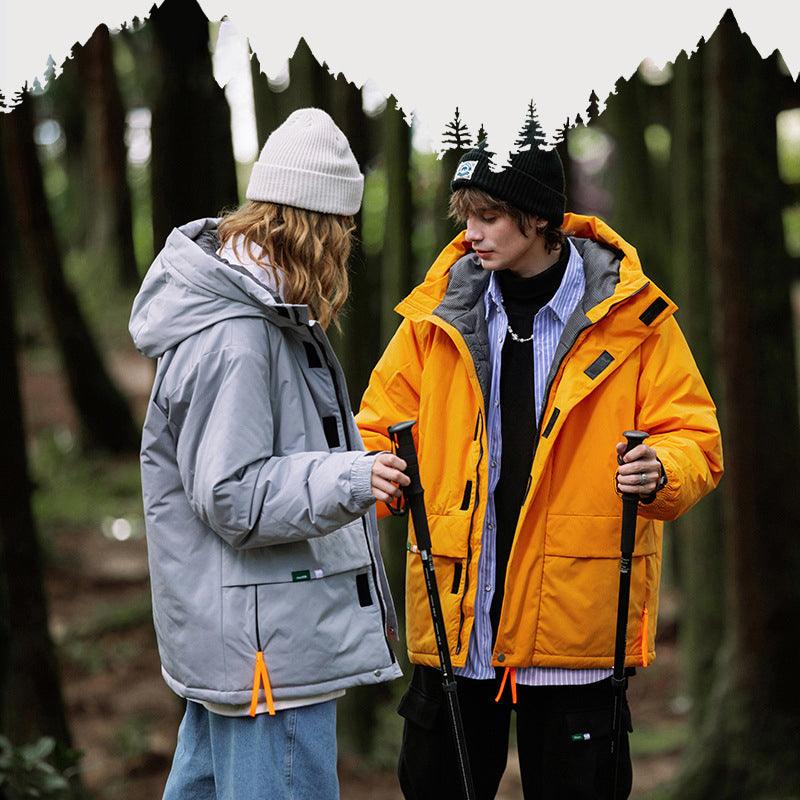 American Street Tide Brand Windproof Hooded Velcro Cotton Suit - AmiraMart