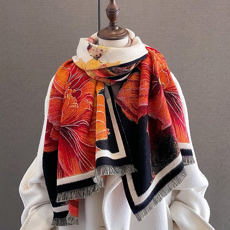 Autumn And Winter Duplex Printing Thickened Artificial Cashmere Scarf - AmiraMart