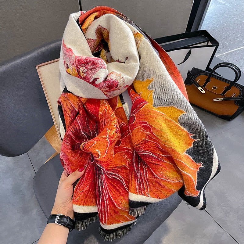 Autumn And Winter Duplex Printing Thickened Artificial Cashmere Scarf - AmiraMart