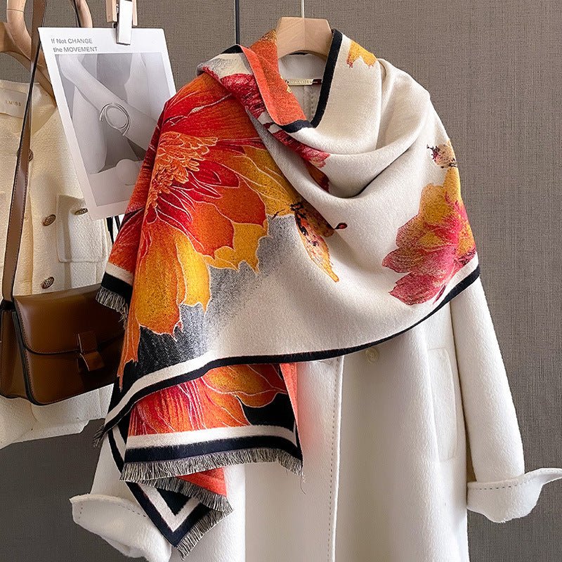 Autumn And Winter Duplex Printing Thickened Artificial Cashmere Scarf - AmiraMart