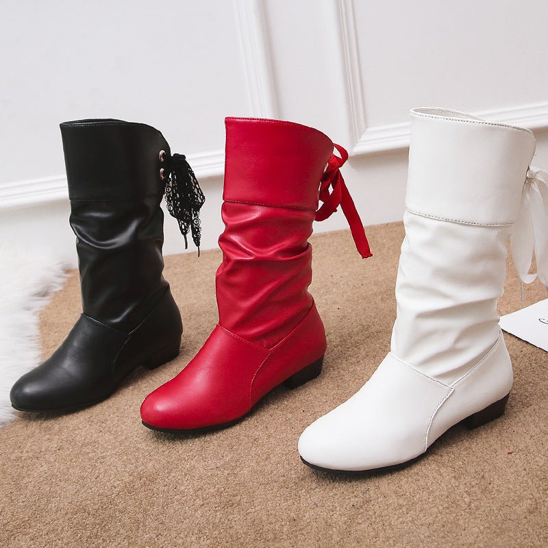 Autumn And Winter Low - heeled Boots - AmiraMart