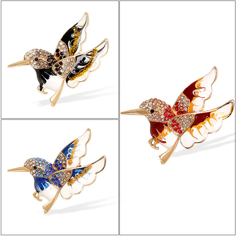 Fashion Women's Colorful Hummingbird Paint Brooch - AmiraMart