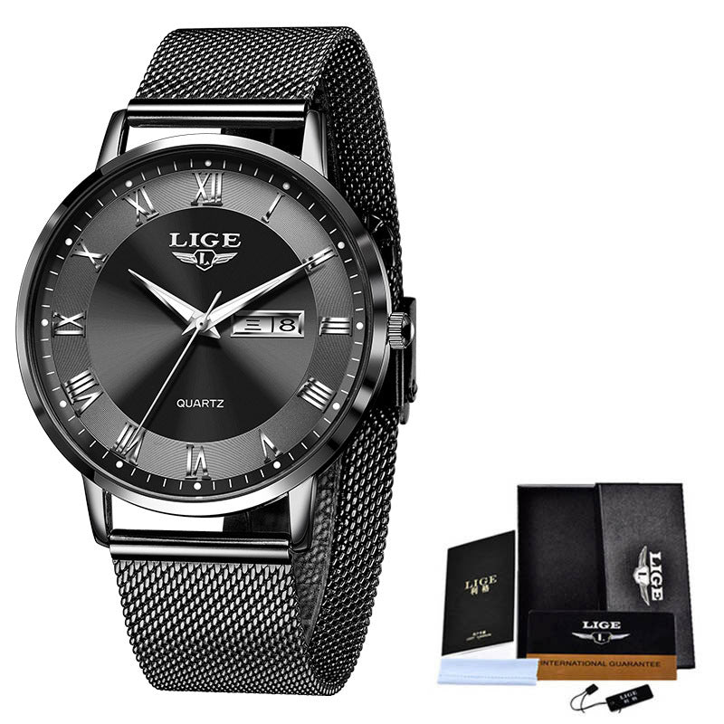 Thin Ladies Quartz Dual Calendar Waterproof Watch - AmiraMart
